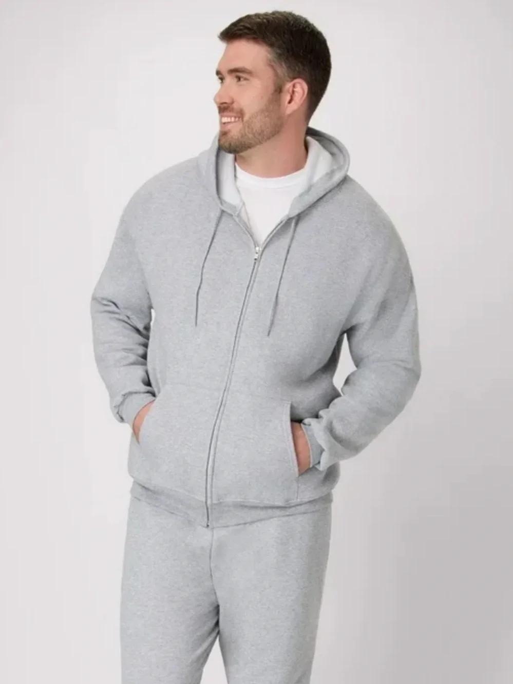 NWT Hanes Full Zip Fleece Hoodie Sweatshirt Light Steel Gray Men’s Size S